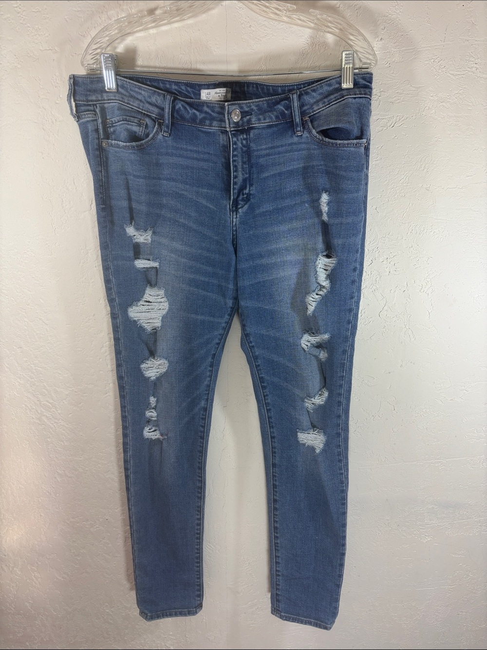 Abercrombie & Fitch Distressed Medium Blue Skinny Jeans